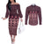 Bula Fiji Iri ni Meke Couples Matching Off The Shoulder Long Sleeve Dress and Long Sleeve Button Shirt Piqi Fijian Masi - Polynesian Pride