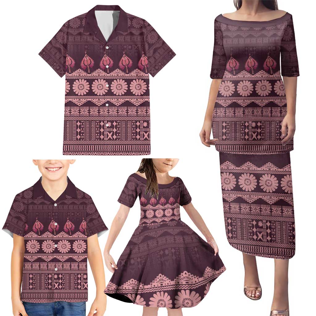 Bula Fiji Iri ni Meke Family Matching Puletasi and Hawaiian Shirt Piqi Fijian Masi - Polynesian Pride