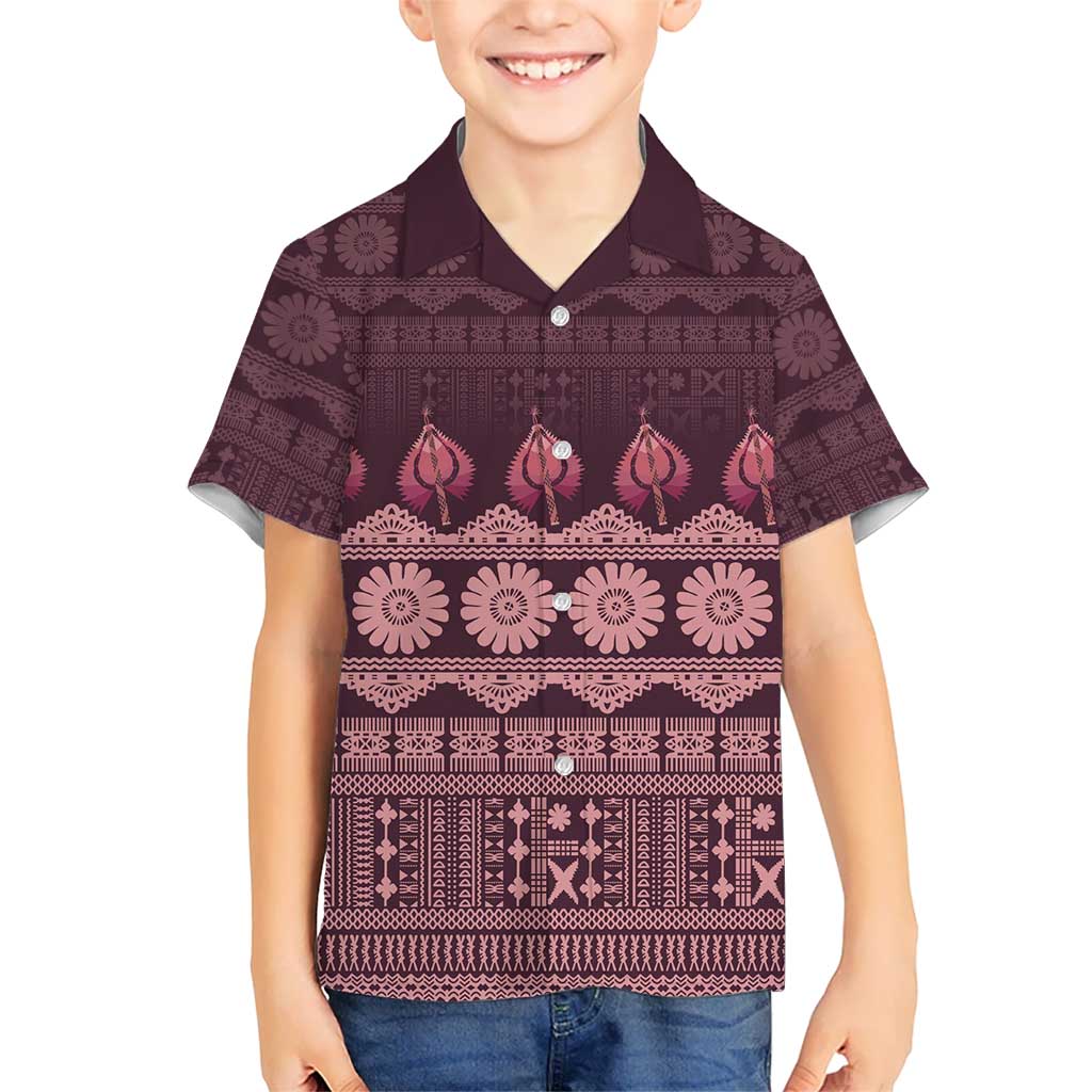 Bula Fiji Iri ni Meke Kid Hawaiian Shirt Piqi Fijian Masi - Polynesian Pride