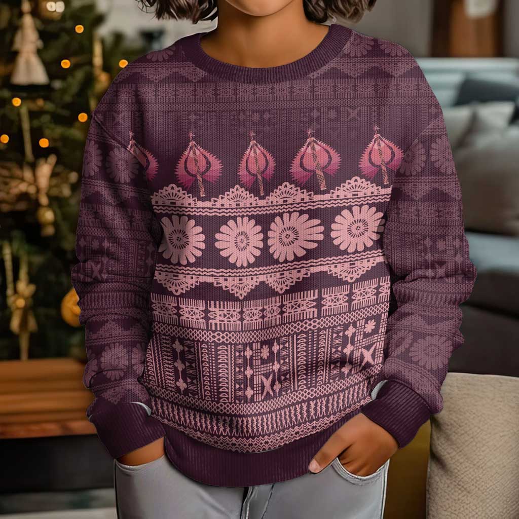 Bula Fiji Iri ni Meke Kid Ugly Christmas Sweater Piqi Fijian Masi - Polynesian Pride