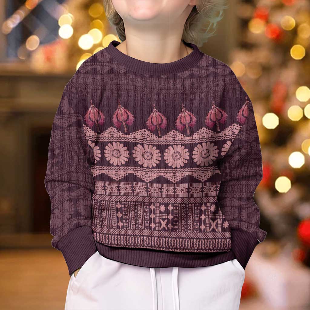 Bula Fiji Iri ni Meke Kid Ugly Christmas Sweater Piqi Fijian Masi - Polynesian Pride
