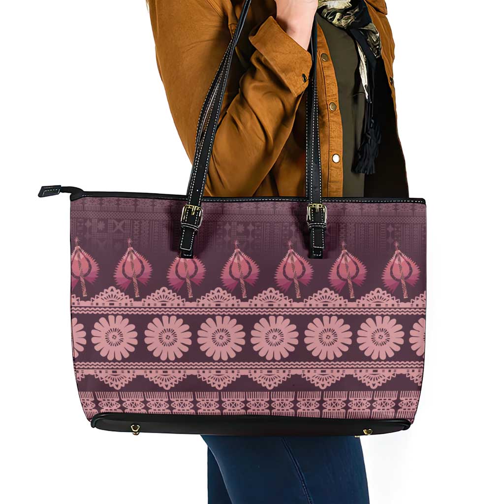 Bula Fiji Iri ni Meke Leather Tote Bag Piqi Fijian Masi - Polynesian Pride