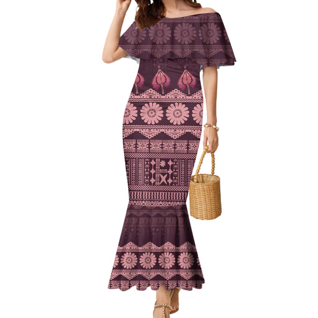 Bula Fiji Iri ni Meke Mermaid Dress Piqi Fijian Masi - Polynesian Pride