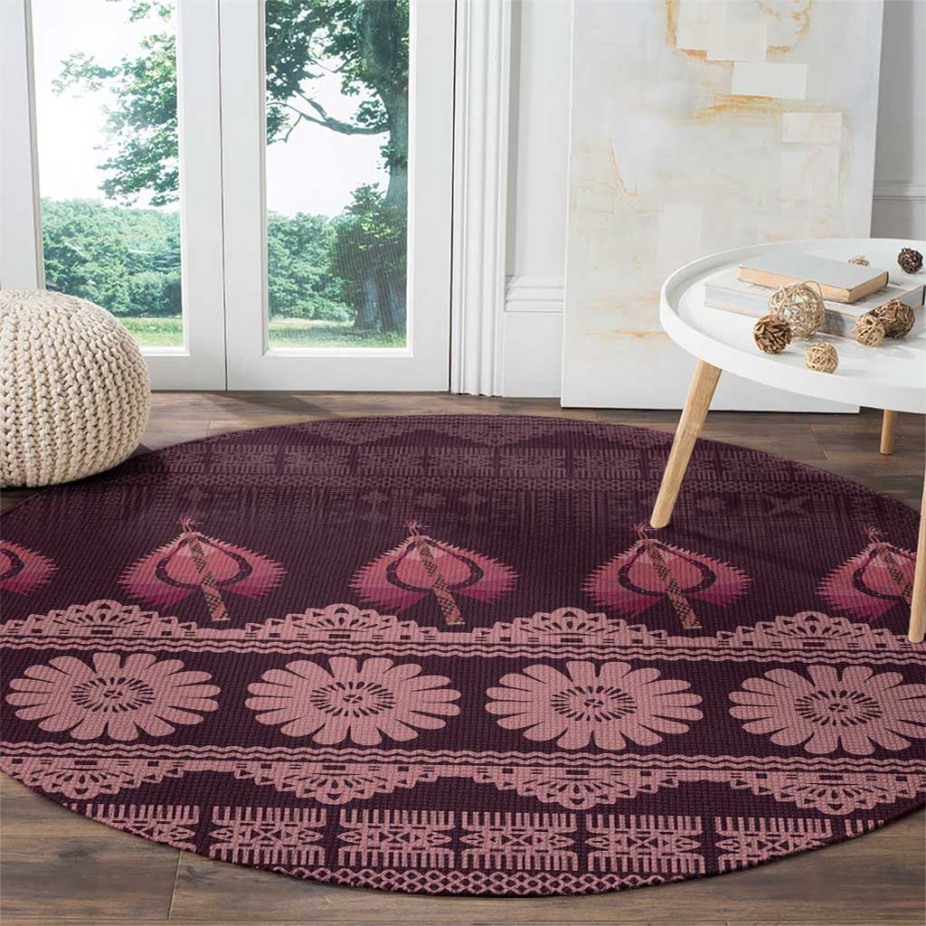 Bula Fiji Iri ni Meke Round Carpet Piqi Fijian Masi - Polynesian Pride