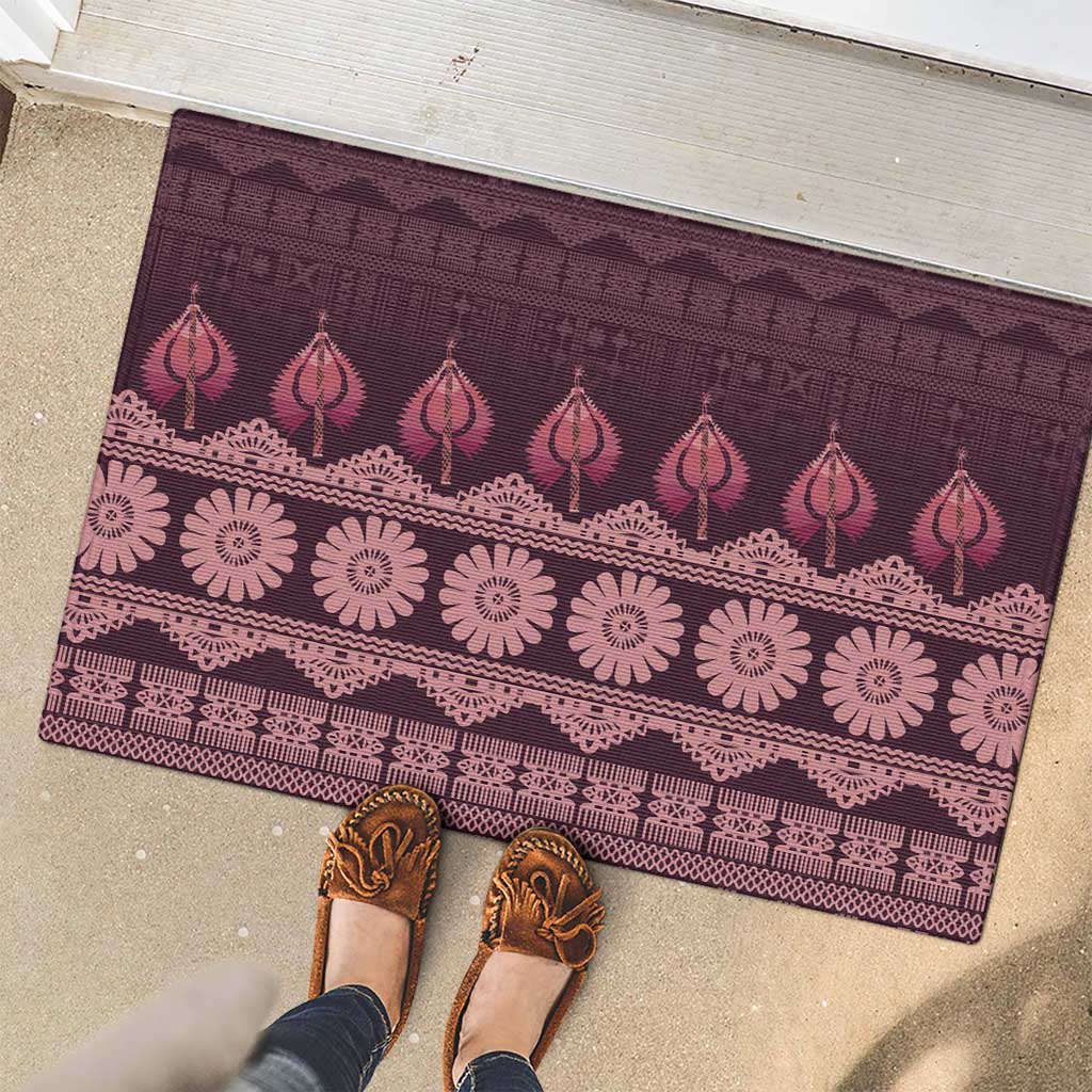 Bula Fiji Iri ni Meke Rubber Doormat Piqi Fijian Masi - Polynesian Pride