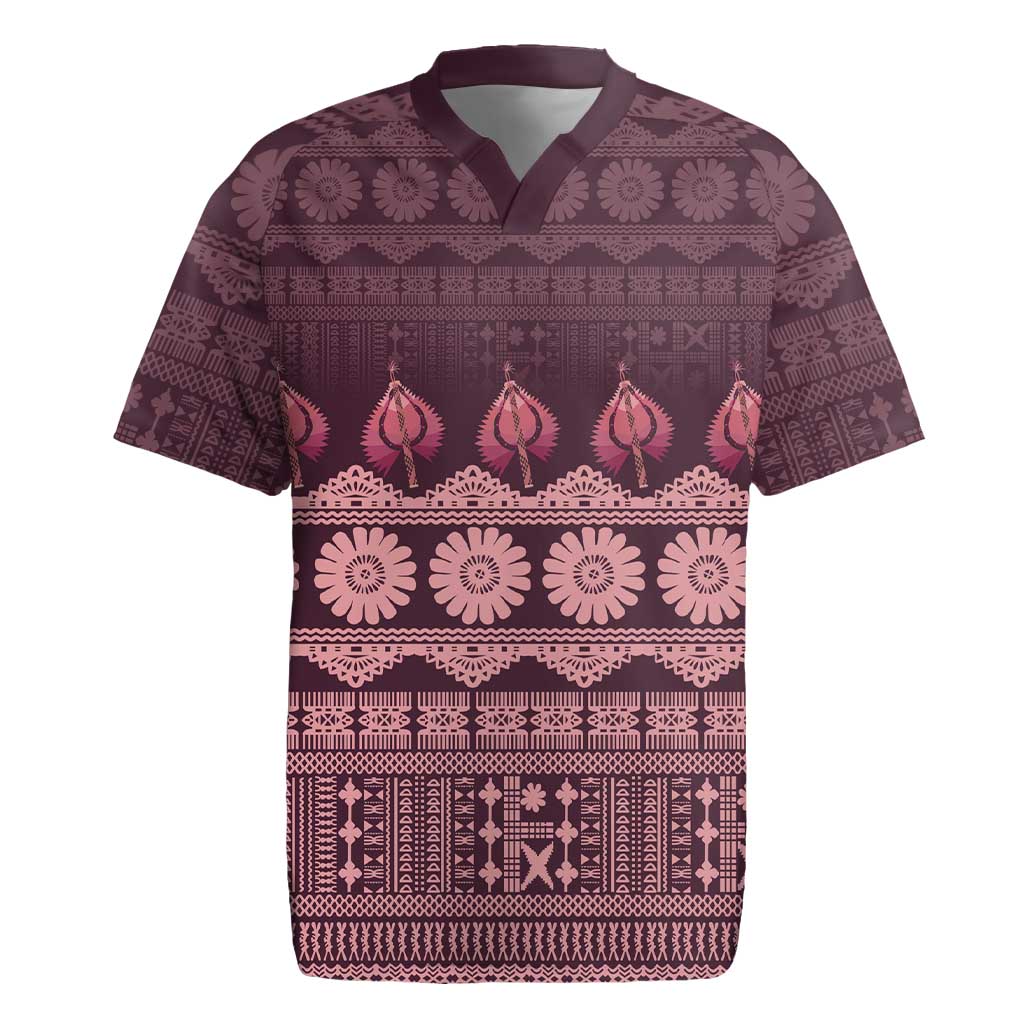 Bula Fiji Iri ni Meke Rugby Jersey Piqi Fijian Masi - Polynesian Pride