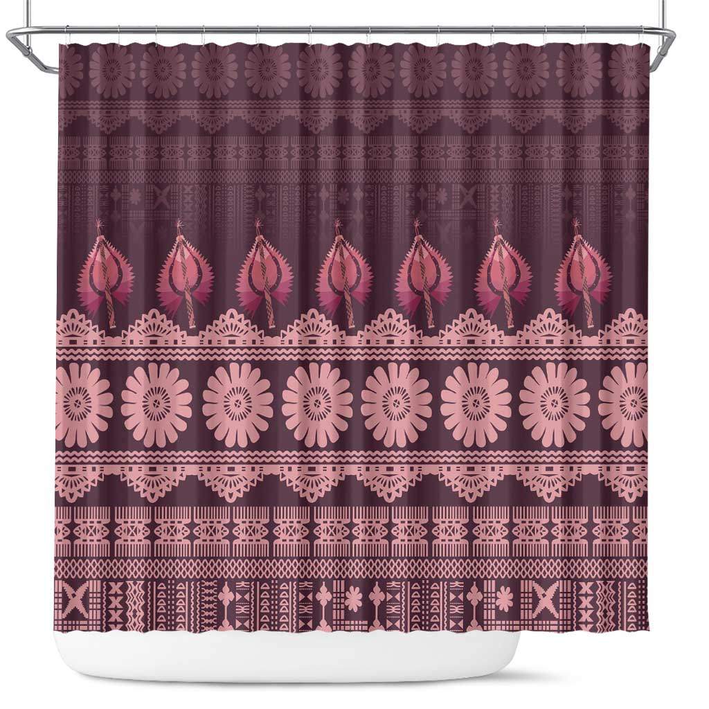 Bula Fiji Iri ni Meke Shower Curtain Piqi Fijian Masi - Polynesian Pride