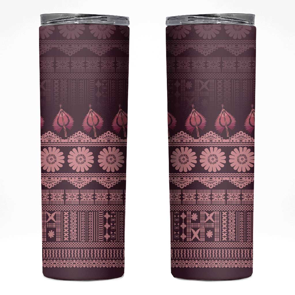 Bula Fiji Iri ni Meke Skinny Tumbler Piqi Fijian Masi - Polynesian Pride