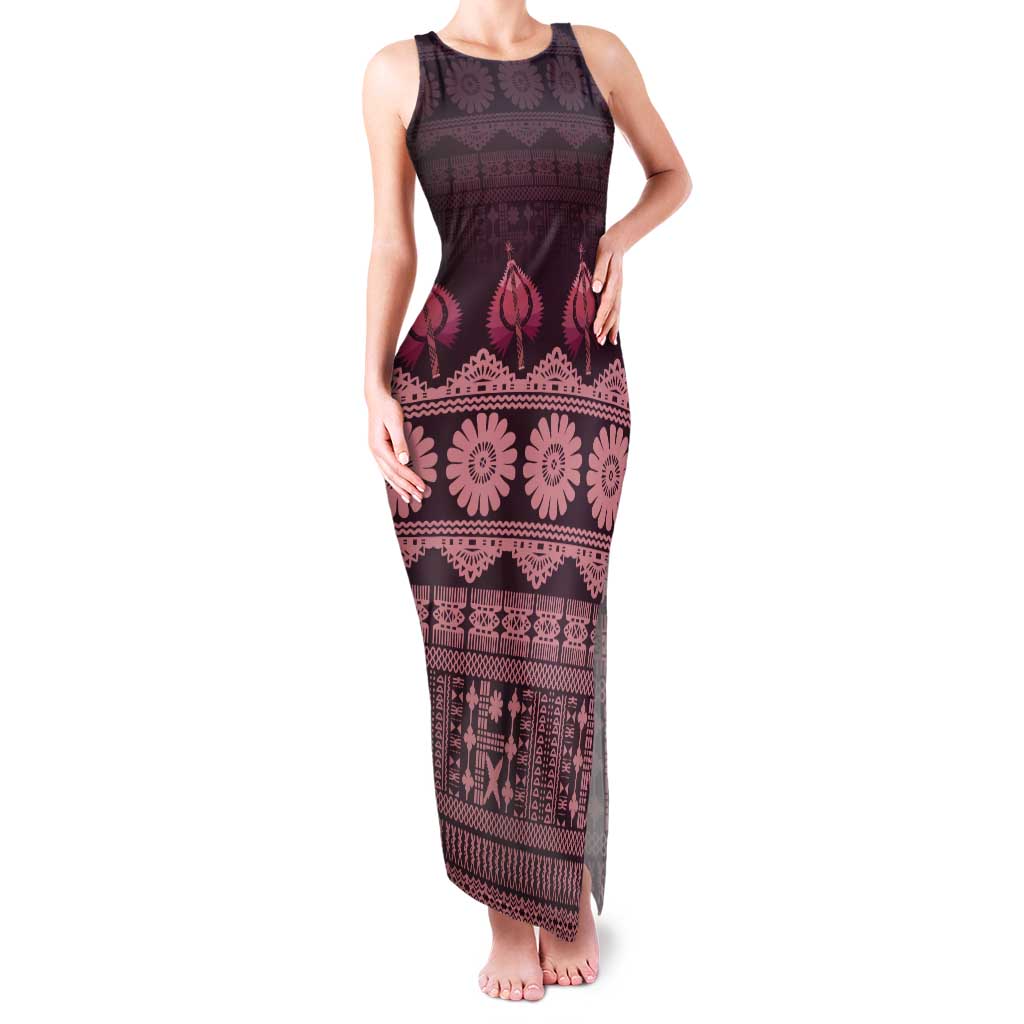 Bula Fiji Iri ni Meke Tank Maxi Dress Piqi Fijian Masi - Polynesian Pride
