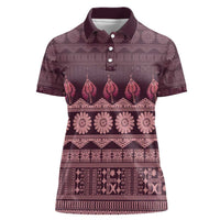 Bula Fiji Iri ni Meke Women Polo Shirt Piqi Fijian Masi - Polynesian Pride