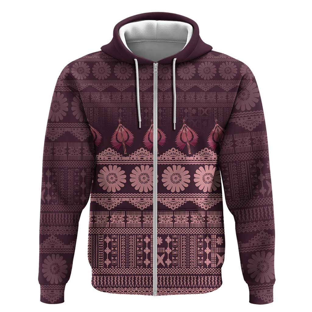 Bula Fiji Iri ni Meke Zip Hoodie Piqi Fijian Masi - Polynesian Pride
