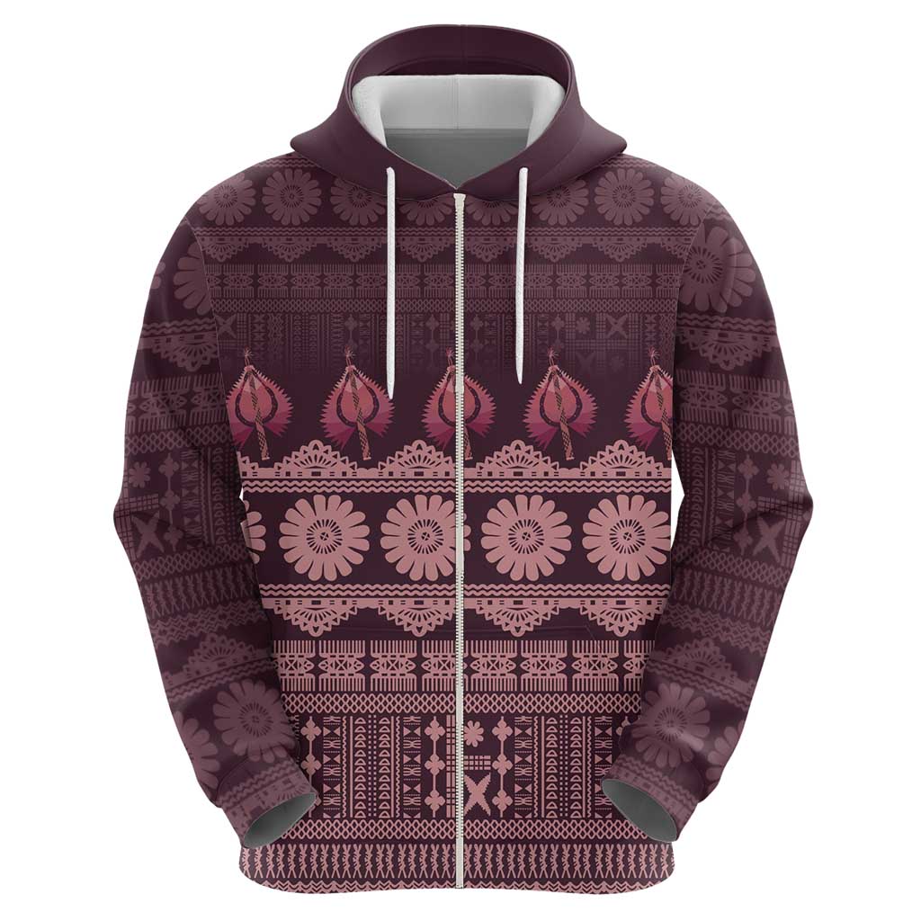 Bula Fiji Iri ni Meke Zip Hoodie Piqi Fijian Masi - Polynesian Pride