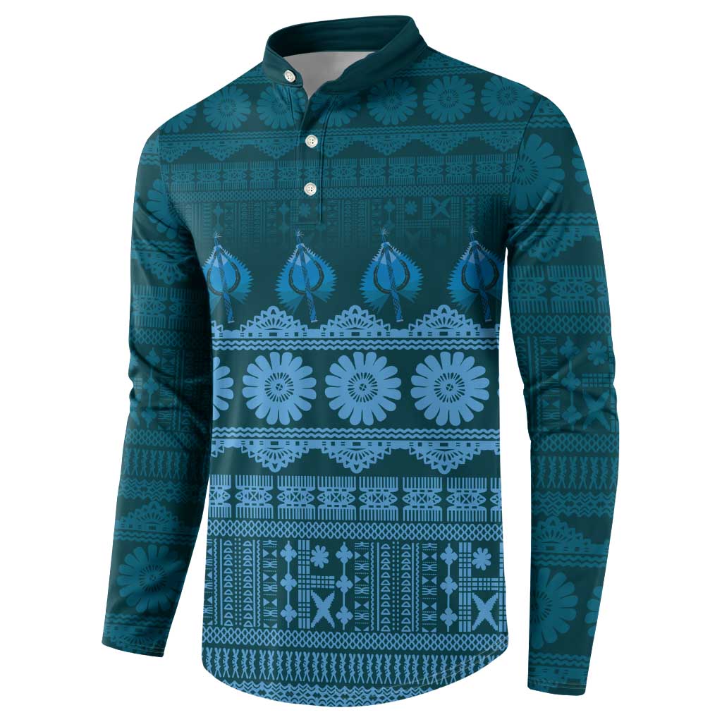 Bula Fiji Iri ni Meke Button Sweatshirt Karakarawa Fijian Masi LT14 - Polynesian Pride