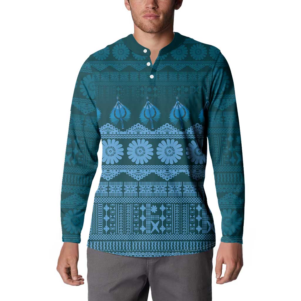 Bula Fiji Iri ni Meke Button Sweatshirt Karakarawa Fijian Masi LT14 - Polynesian Pride