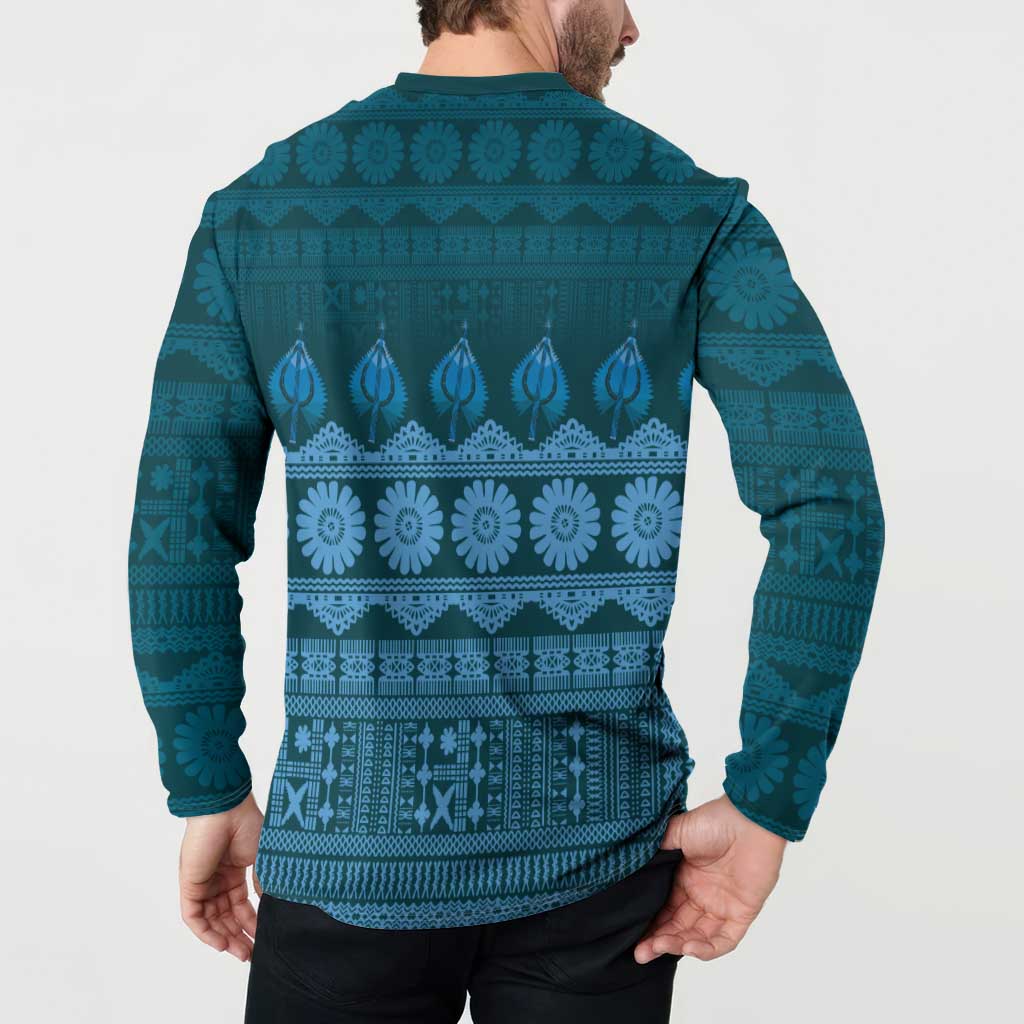 Bula Fiji Iri ni Meke Button Sweatshirt Karakarawa Fijian Masi LT14 - Polynesian Pride