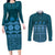 Bula Fiji Iri ni Meke Couples Matching Long Sleeve Bodycon Dress and Long Sleeve Button Shirt Karakarawa Fijian Masi - Polynesian Pride