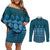 Bula Fiji Iri ni Meke Couples Matching Off Shoulder Short Dress and Long Sleeve Button Shirt Karakarawa Fijian Masi - Polynesian Pride
