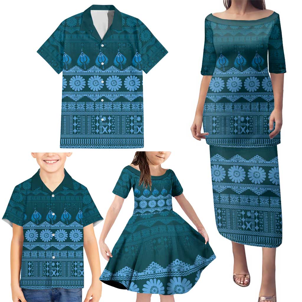 Bula Fiji Iri ni Meke Family Matching Puletasi and Hawaiian Shirt Karakarawa Fijian Masi - Polynesian Pride