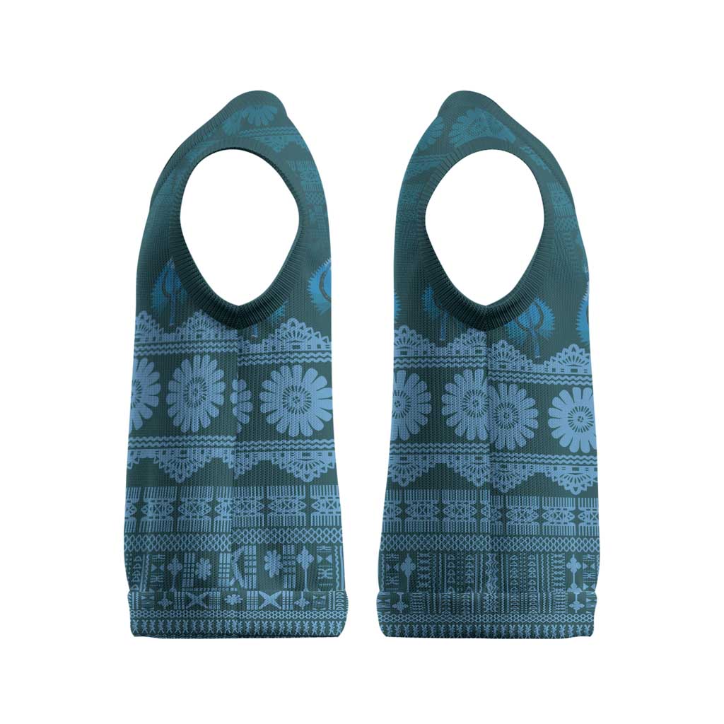 Bula Fiji Iri ni Meke Christmas Knitted V-Neck Vest Karakarawa Fijian Masi LT14 - Polynesian Pride