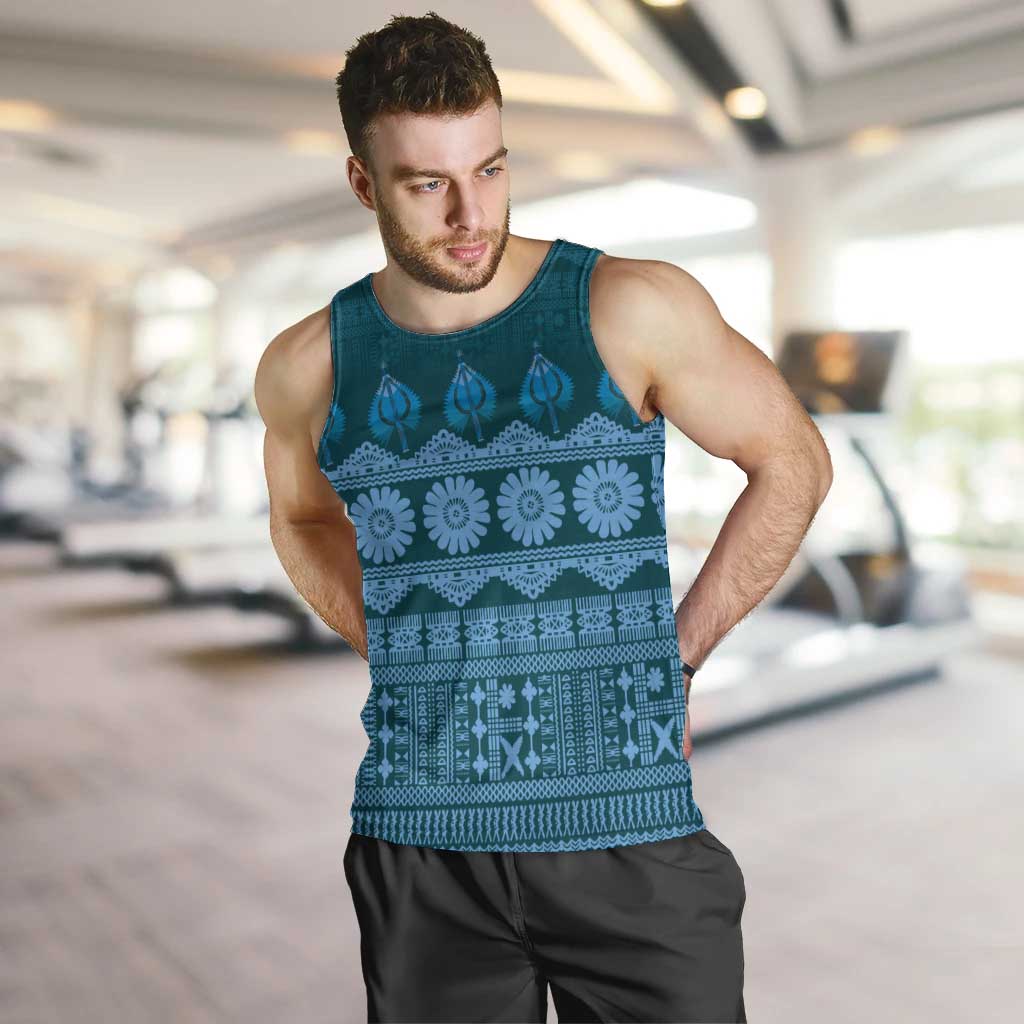 Bula Fiji Iri ni Meke Men Tank Top Karakarawa Fijian Masi - Polynesian Pride