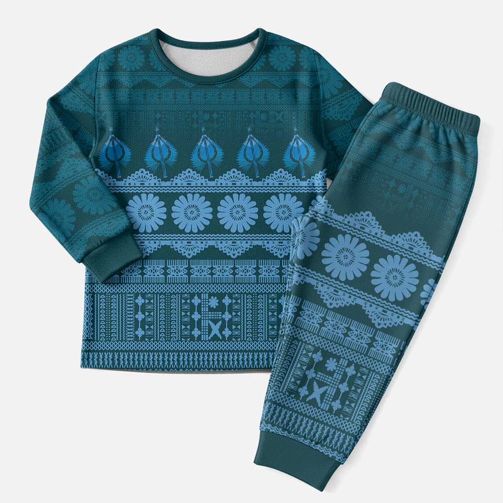 Bula Fiji Iri ni Meke Christmas Pajama Set Karakarawa Fijian Masi - Polynesian Pride