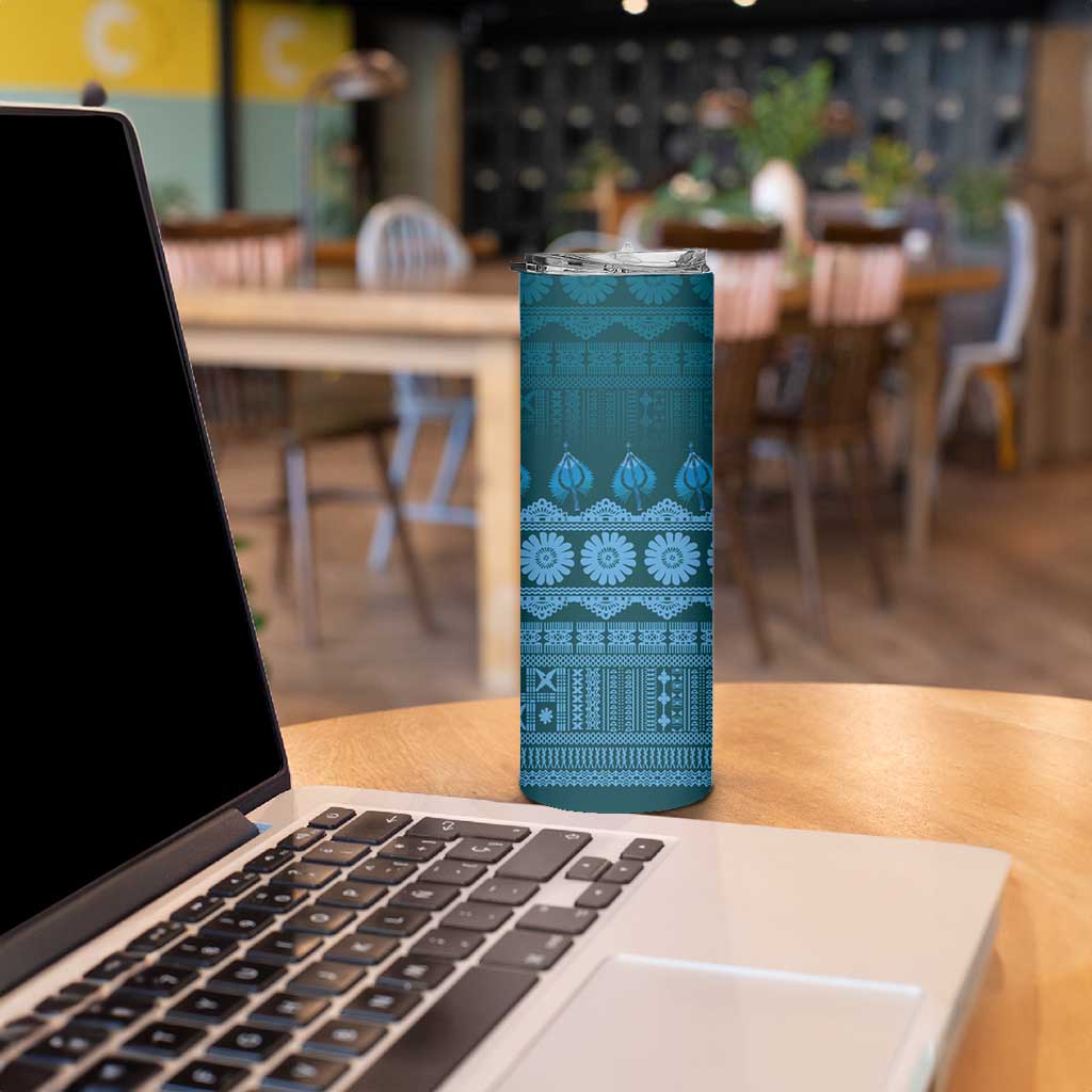 Bula Fiji Iri ni Meke Skinny Tumbler Karakarawa Fijian Masi LT14 - Polynesian Pride