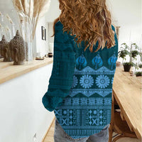 Bula Fiji Iri ni Meke Women Casual Shirt Karakarawa Fijian Masi LT14 - Polynesian Pride