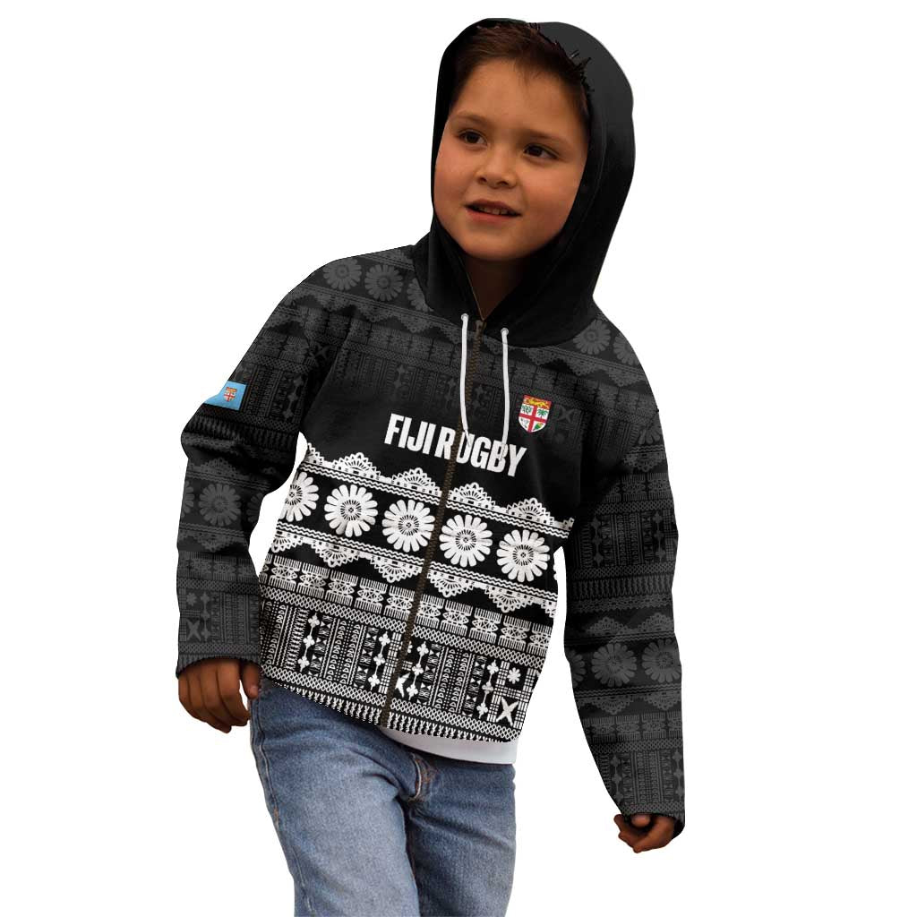 Fiji Tapa Rugby Custom Kid Hoodie Go Fijiana - Polynesian Pride