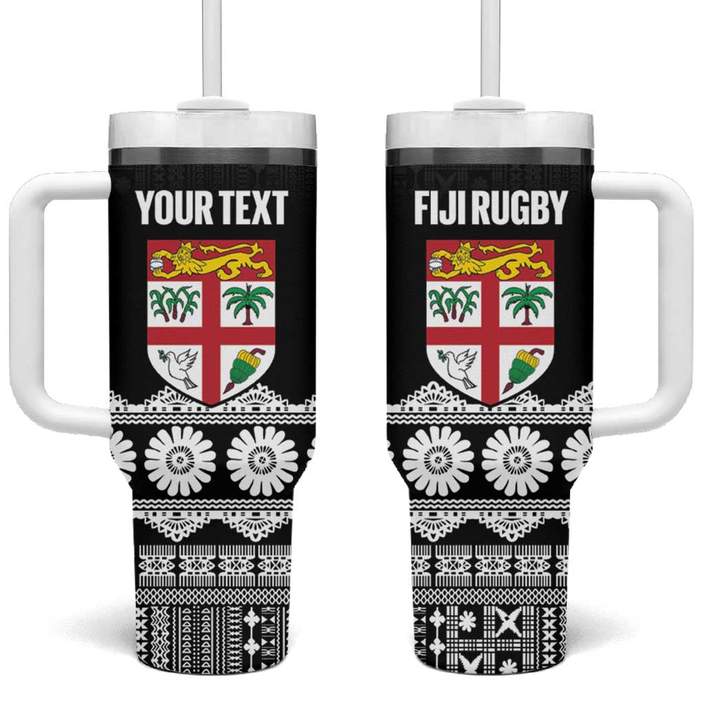 Fiji Tapa Rugby Custom Tumbler With Handle Go Fijiana - Polynesian Pride