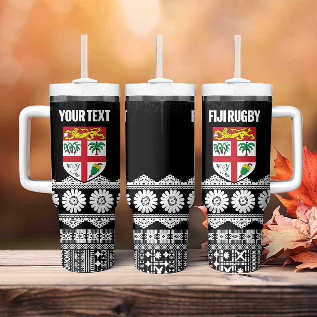 Fiji Tapa Rugby Custom Tumbler With Handle Go Fijiana - Polynesian Pride