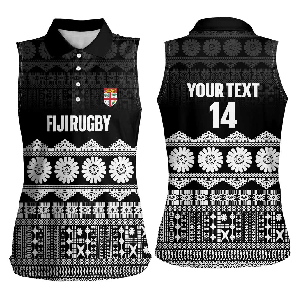 Fiji Tapa Rugby Custom Women Sleeveless Polo Shirt Go Fijiana - Polynesian Pride
