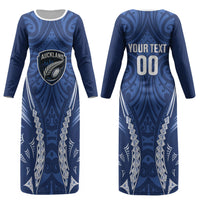 Auckland 2026 Rugby Custom Couples Matching Long Sleeve Bodycon Dress and Hawaiian Shirt NZ Maori Silver Fern LT14 - Polynesian Pride