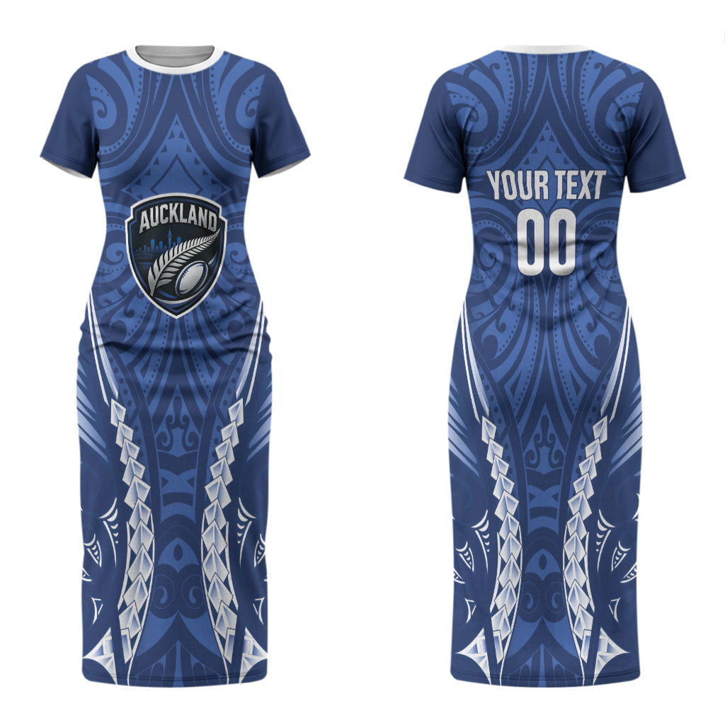 Auckland 2026 Rugby Custom Couples Matching Short Sleeve Bodycon Dress and Long Sleeve Button Shirt NZ Maori Silver Fern LT14 - Polynesian Pride