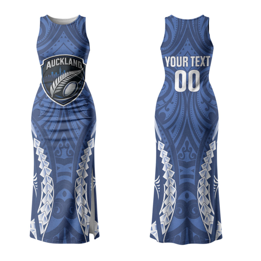 Auckland 2026 Rugby Custom Couples Matching Tank Maxi Dress and Hawaiian Shirt NZ Maori Silver Fern LT14 - Polynesian Pride