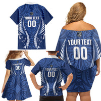 Auckland 2026 Rugby Custom Family Matching Off Shoulder Short Dress and Hawaiian Shirt NZ Maori Silver Fern LT14 - Polynesian Pride