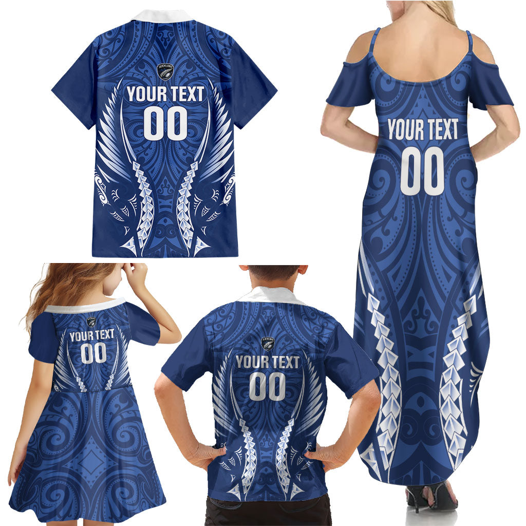 Auckland 2026 Rugby Custom Family Matching Summer Maxi Dress and Hawaiian Shirt NZ Maori Silver Fern LT14 - Polynesian Pride