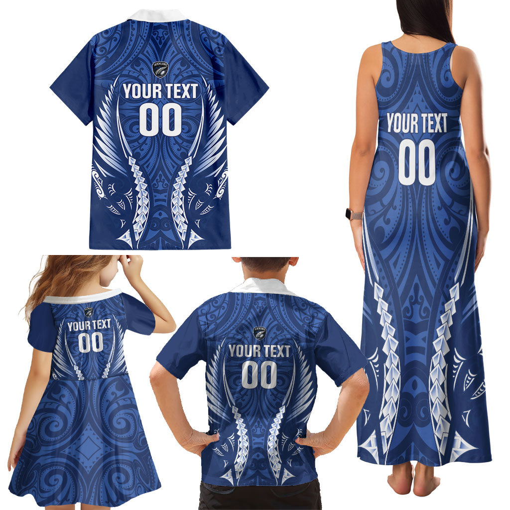 Auckland 2026 Rugby Custom Family Matching Tank Maxi Dress and Hawaiian Shirt NZ Maori Silver Fern LT14 - Polynesian Pride