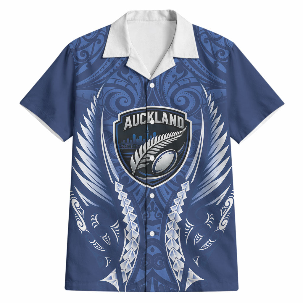 Auckland 2026 Rugby Custom Hawaiian Shirt NZ Maori Silver Fern LT14 Blue - Polynesian Pride