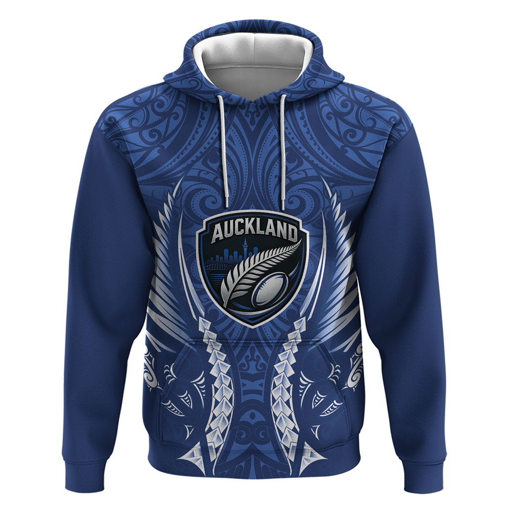 Auckland 2026 Rugby Custom Hoodie NZ Maori Silver Fern LT14 Pullover Hoodie Blue - Polynesian Pride