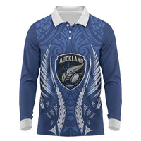 Auckland 2026 Rugby Custom Long Sleeve Polo Shirt NZ Maori Silver Fern