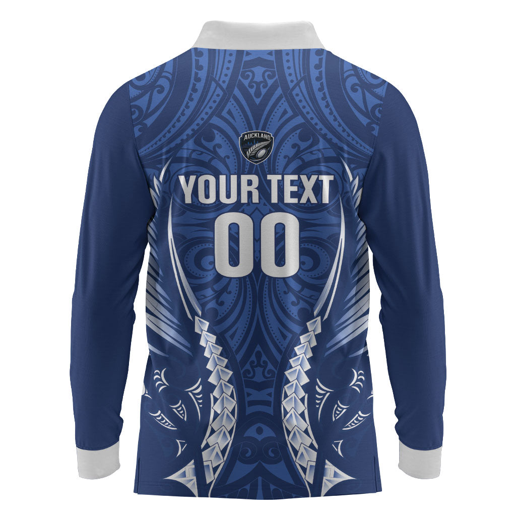 Auckland 2026 Rugby Custom Long Sleeve Polo Shirt NZ Maori Silver Fern