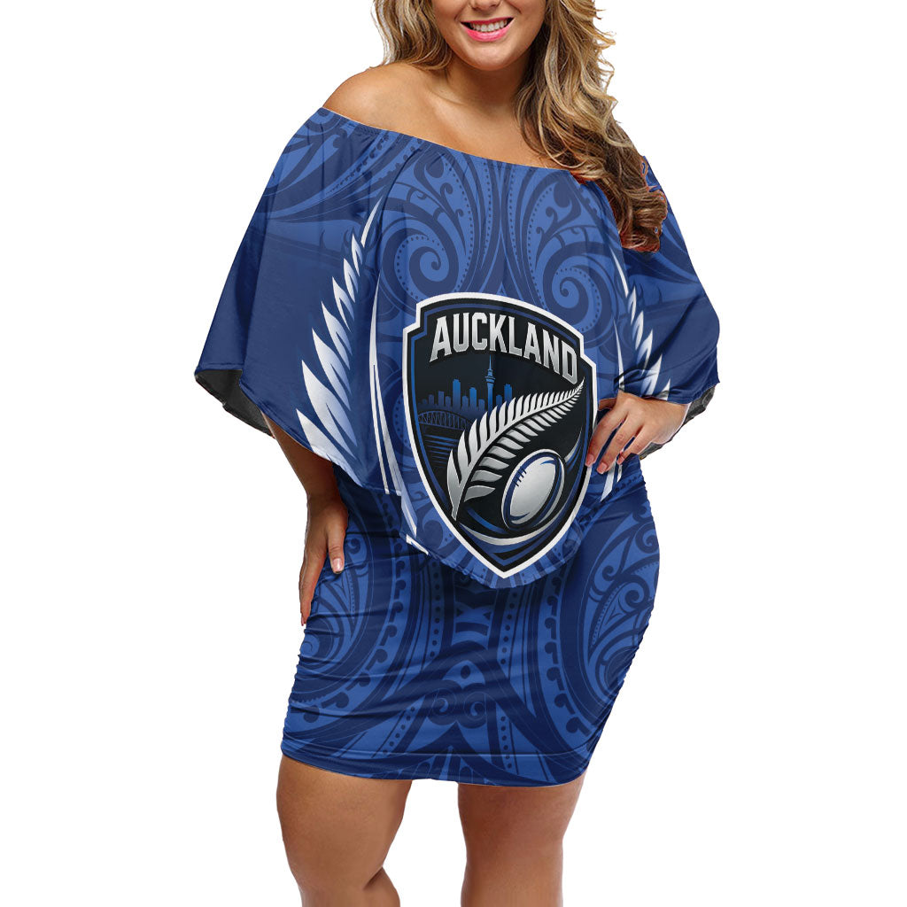 Auckland 2026 Rugby Custom Off Shoulder Short Dress NZ Maori Silver Fern