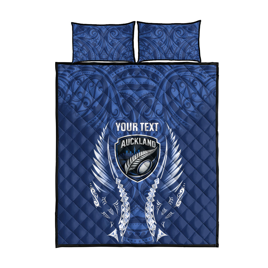 Auckland 2026 Rugby Custom Quilt Bed Set NZ Maori Silver Fern
