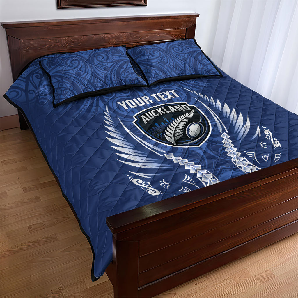 Auckland 2026 Rugby Custom Quilt Bed Set NZ Maori Silver Fern