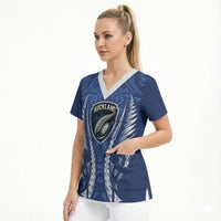 Auckland 2026 Rugby Custom Scrub Top NZ Maori Silver Fern