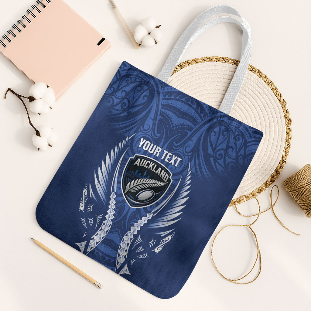 Auckland 2026 Rugby Custom Tote Bag NZ Maori Silver Fern LT14 White Strap One Size Blue - Polynesian Pride