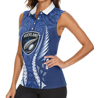 Auckland 2026 Rugby Custom Women Sleeveless Polo Shirt NZ Maori Silver Fern
