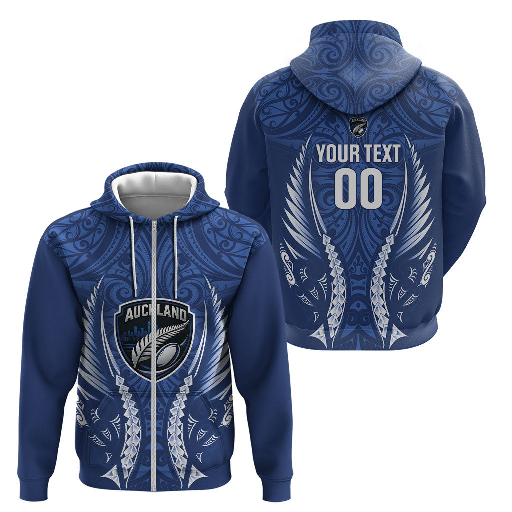 Auckland 2026 Rugby Custom Zip Hoodie NZ Maori Silver Fern LT14 - Polynesian Pride