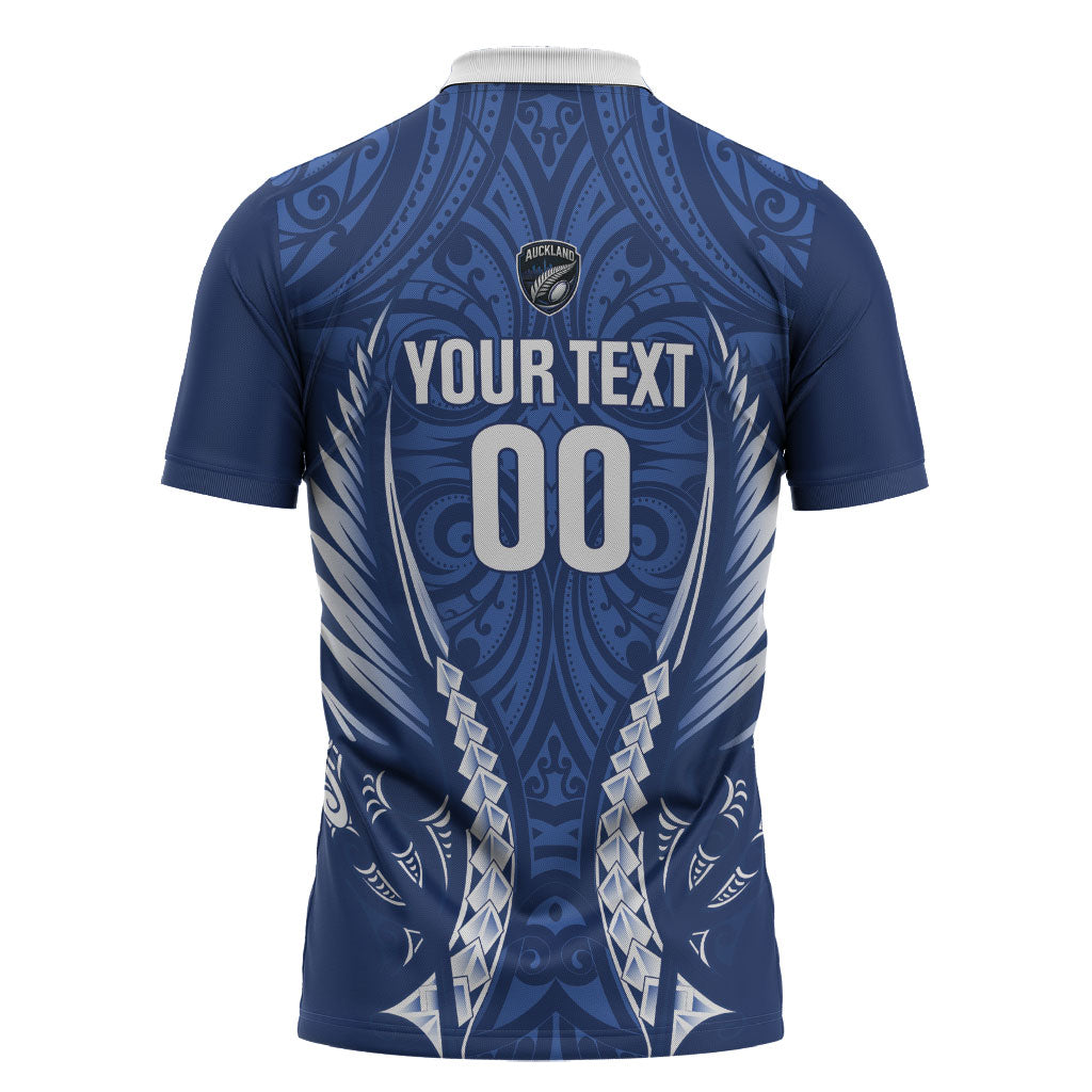 Auckland 2026 Rugby Custom Zipper Polo Shirt NZ Maori Silver Fern
