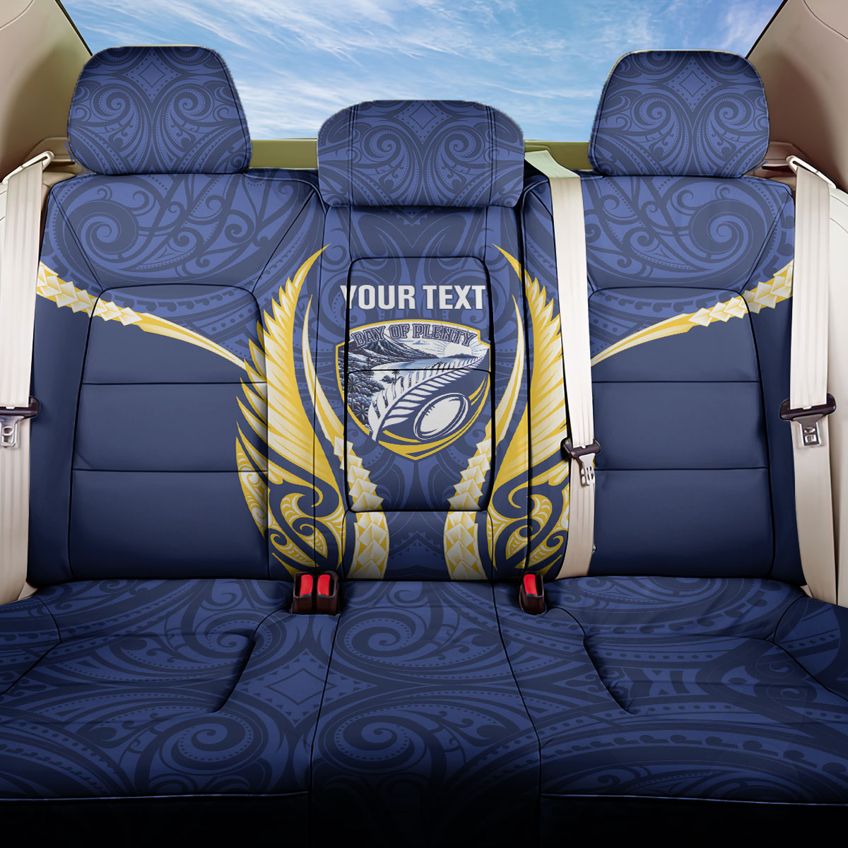 Bay of Plenty 2026 Rugby Custom Back Car Seat Cover NZ Maori Silver Fern LT14 One Size Blue - Polynesian Pride